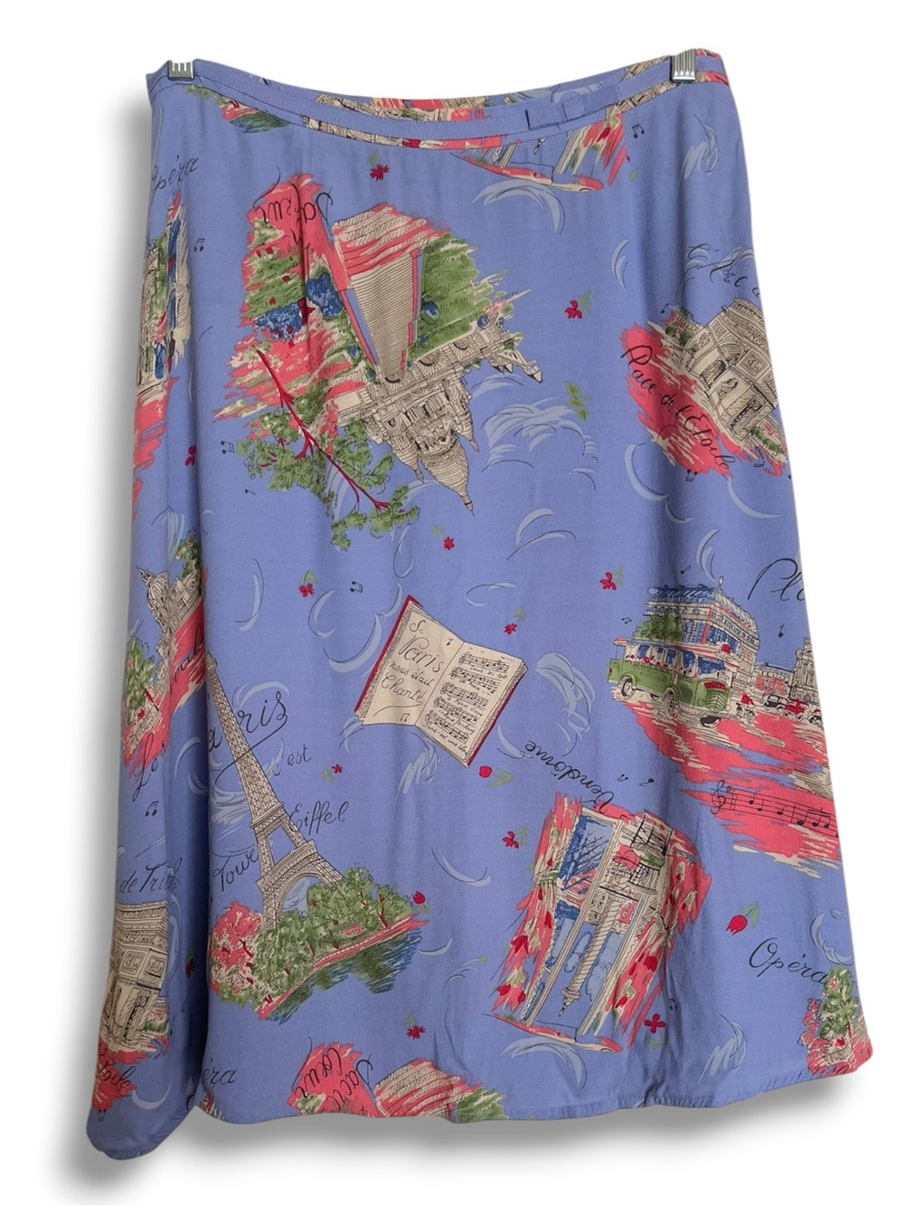 Liz Claiborne Paris France Novelty Print Midi Skirt Size 14 Blue - Picture 2 of 8